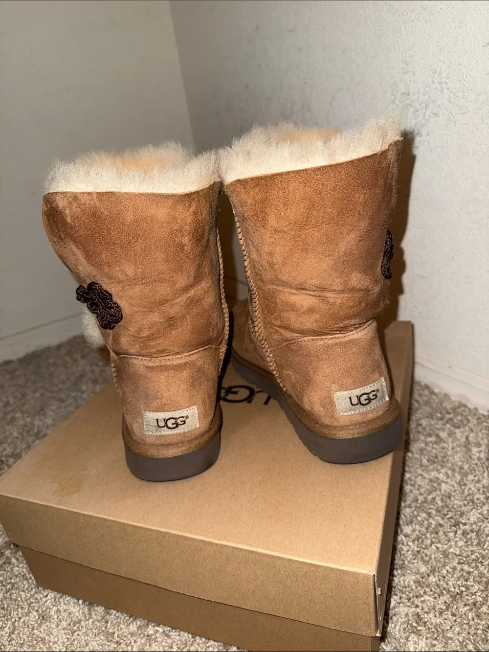Chestnut Shearling Lined Suede Short Boots